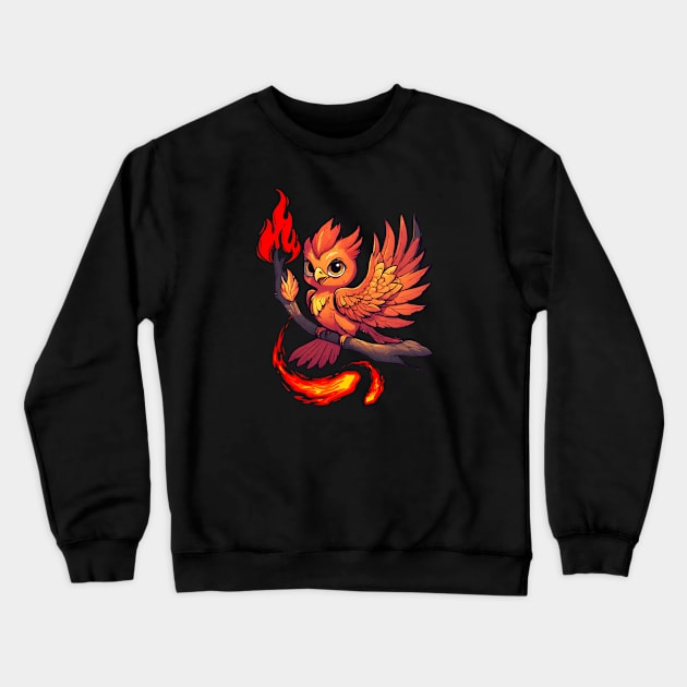 little phoenix bird on fire Crewneck Sweatshirt by dodolanlaku